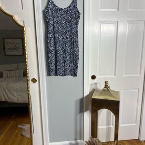 Navy Floral Sleeveless Dress